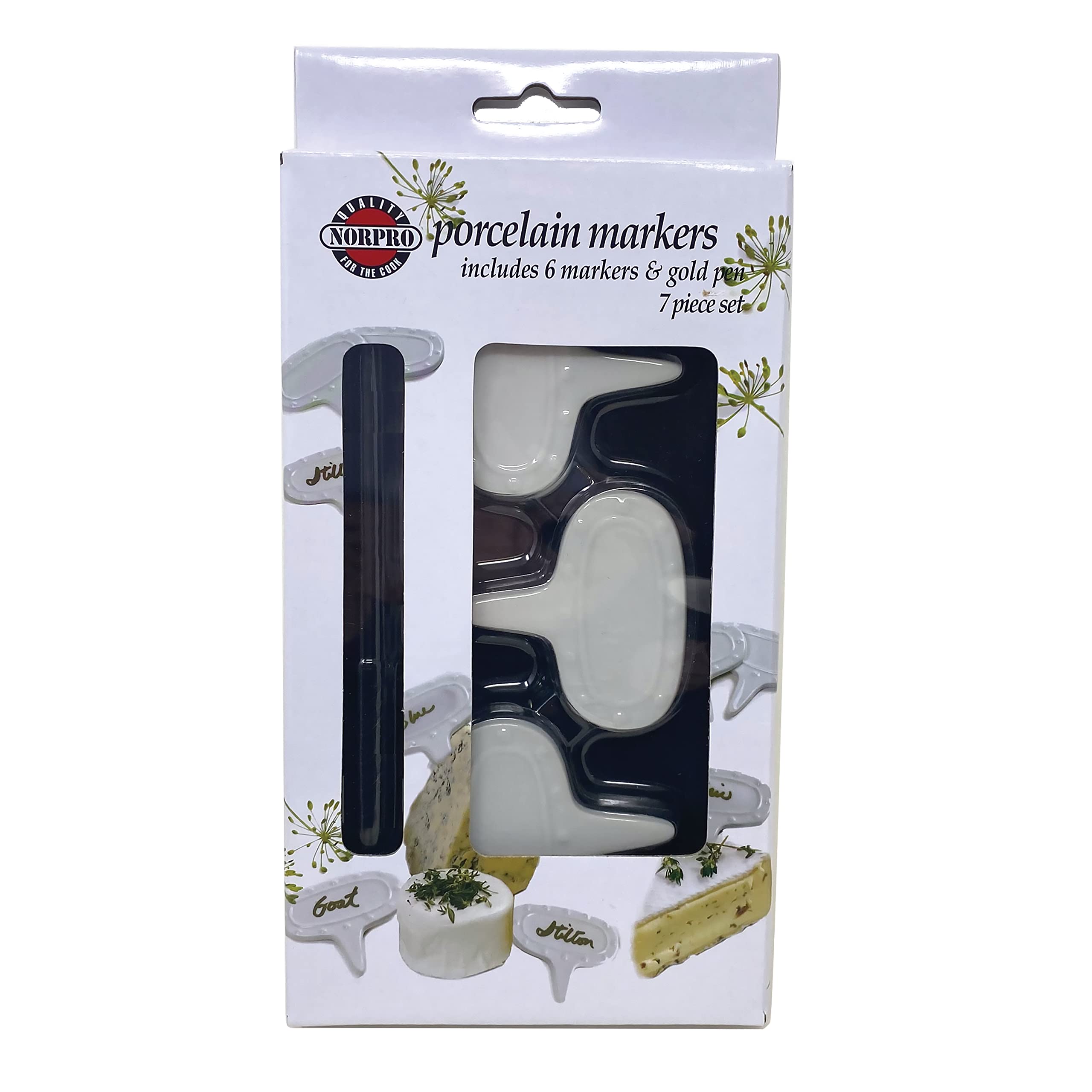 Norpro 347 cheese-marker-set packaging and markers ready to gift