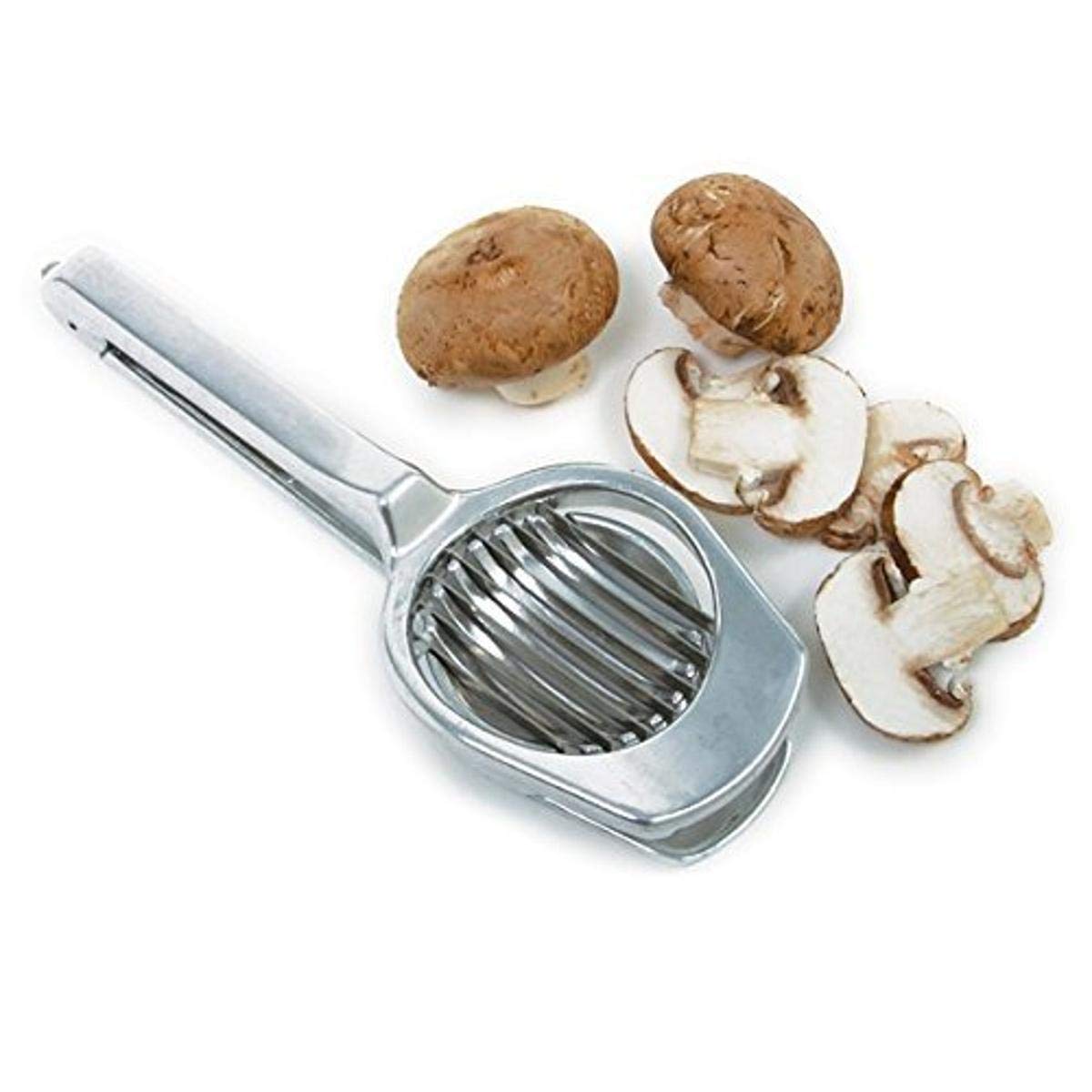 Norpro 5170 mushroom/egg slicer assembly showing the cast aluminum body for quick prep