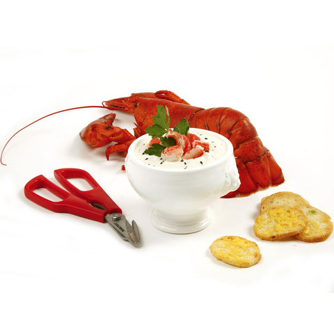 Norpro 6516 red seafood shears used to pop bottle lids.