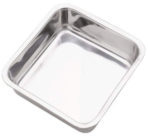 Norpro 8 inch square cake pan top view with mirror finish for even baking
