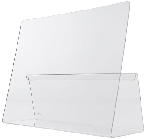 Norpro acrylic holder in use on counter enabling easy recipe viewing.