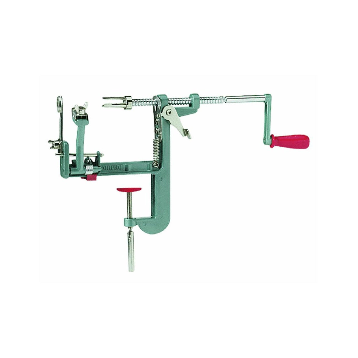 Norpro Apple Mate 2 apple parer demonstrates quick, even peeling and slicing.