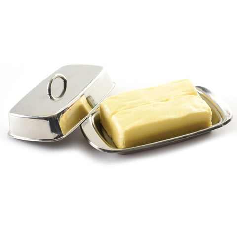 Norpro butter dish lid and plate demonstrate a classic, durable kitchen staple.