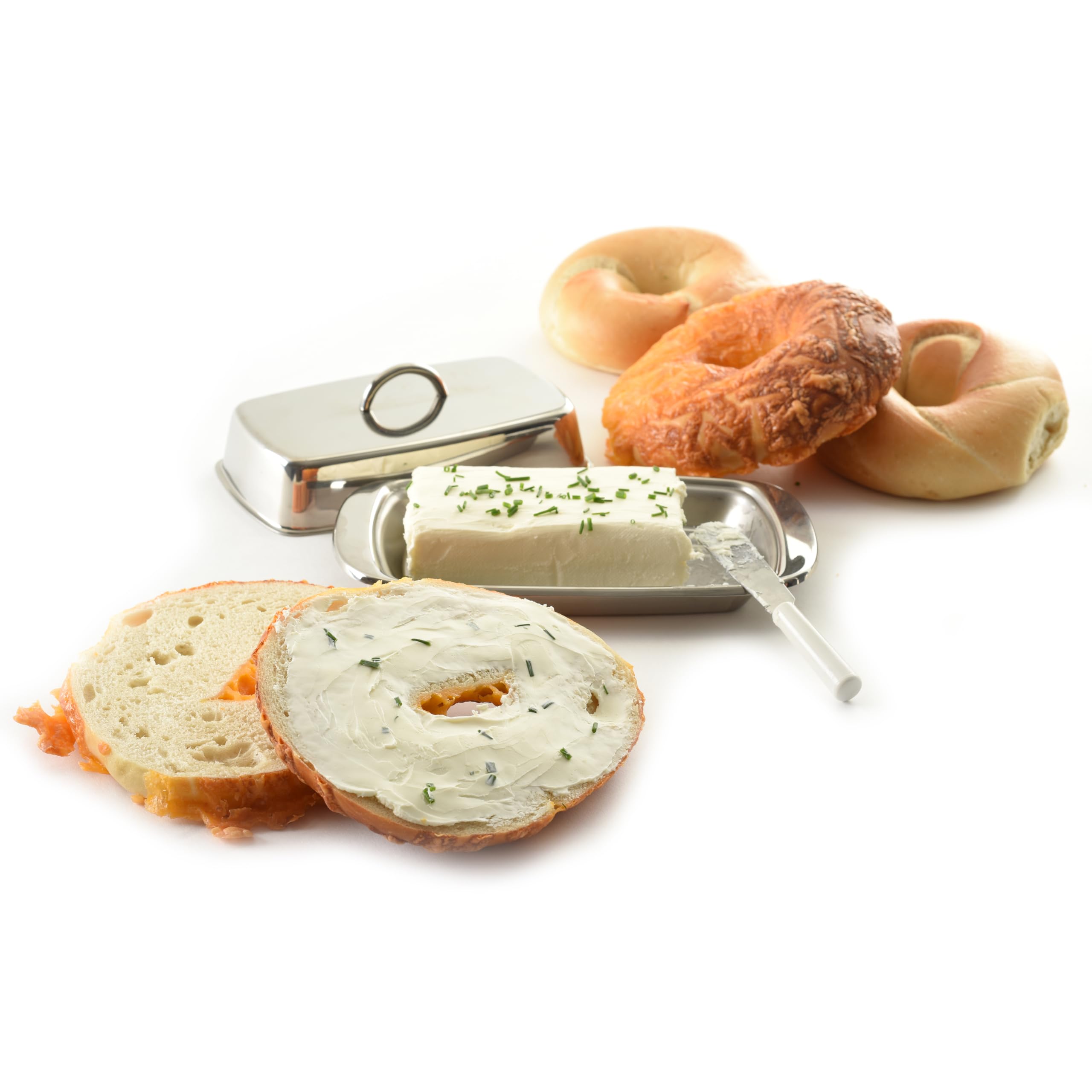 Norpro butter dish fits two sticks of butter, offering versatile storage.