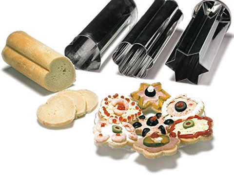 Norpro Canape Bread Molds set showcases three shapes for catered buffets and weddings.
