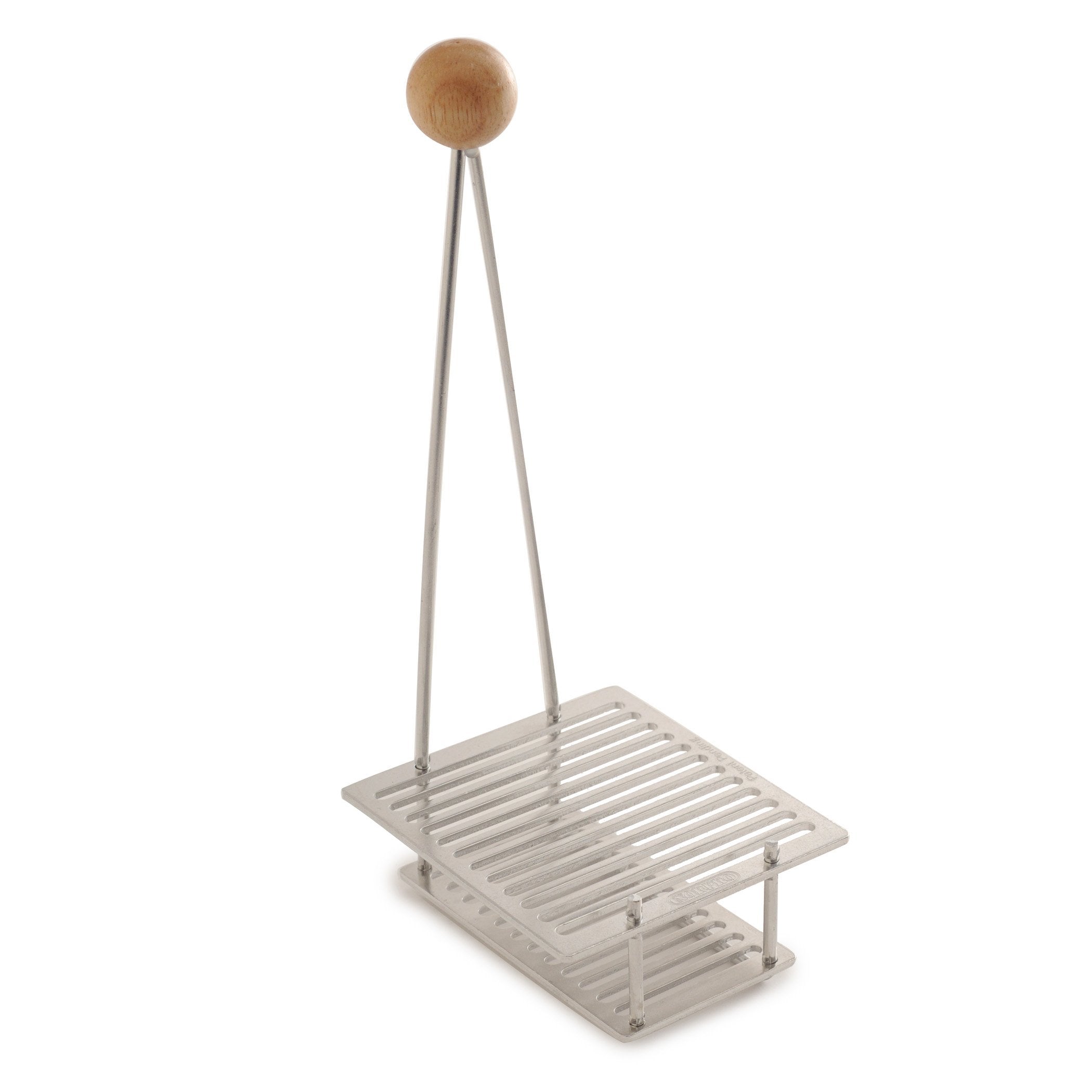 Norpro canning lid rack shows ergonomic handle for hands-free operation.