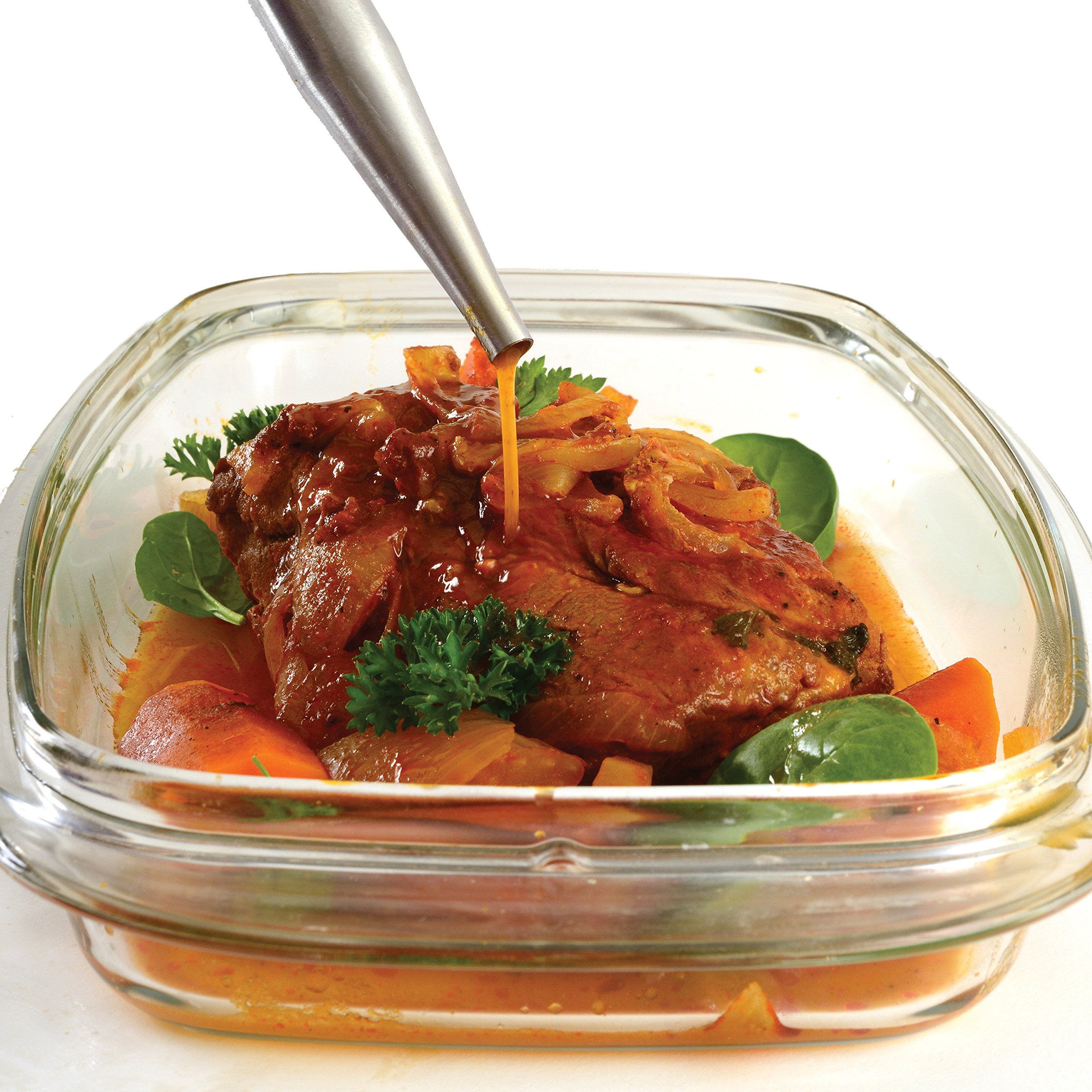 Norpro cleaning brush included for easy post-cook cleanup.