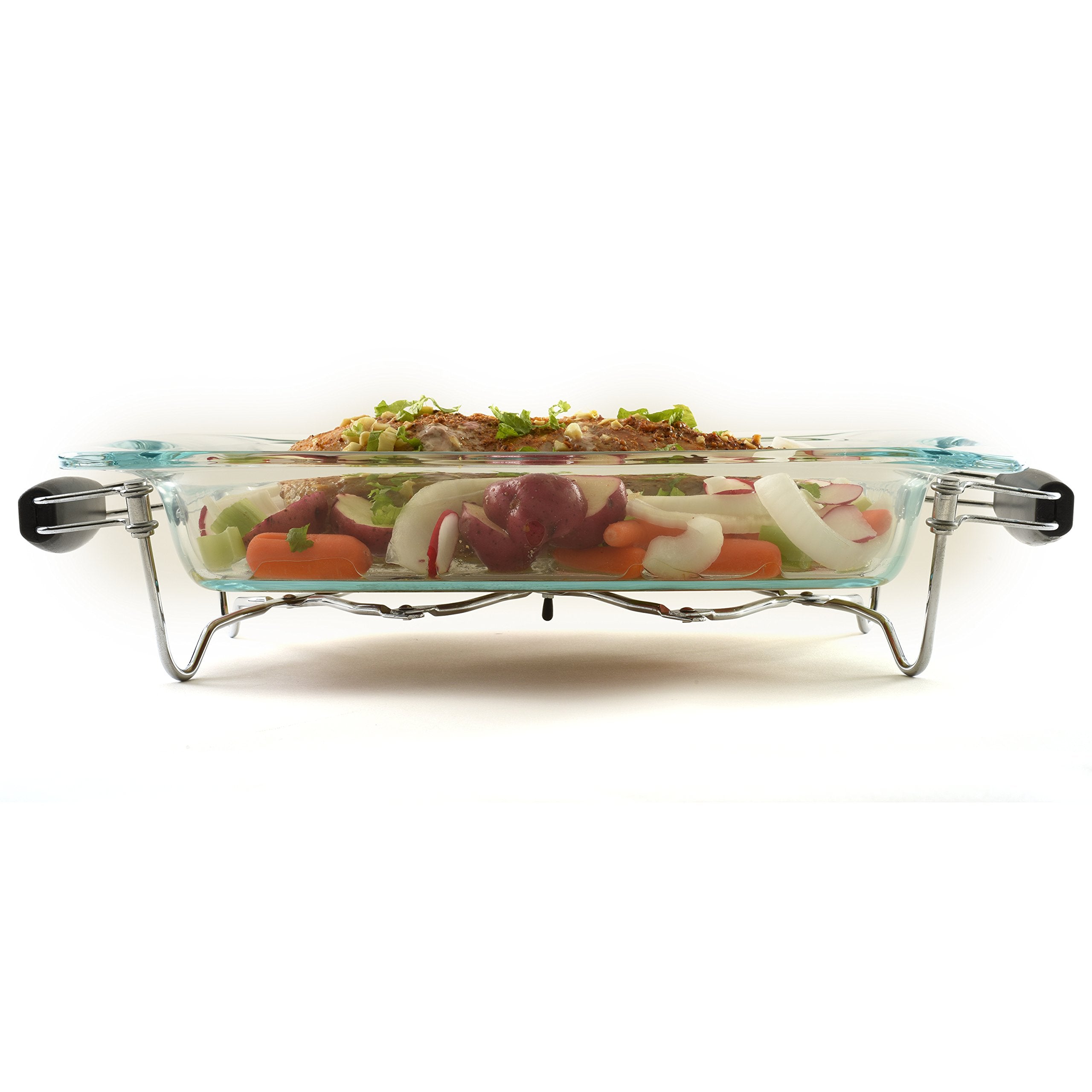 Norpro expanding trivet in chromed steel construction offers durable use.