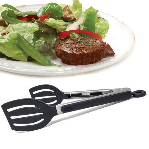 Norpro Grip-EZ 9 inch locking spatula tong dishwasher safe for easy cleanup.