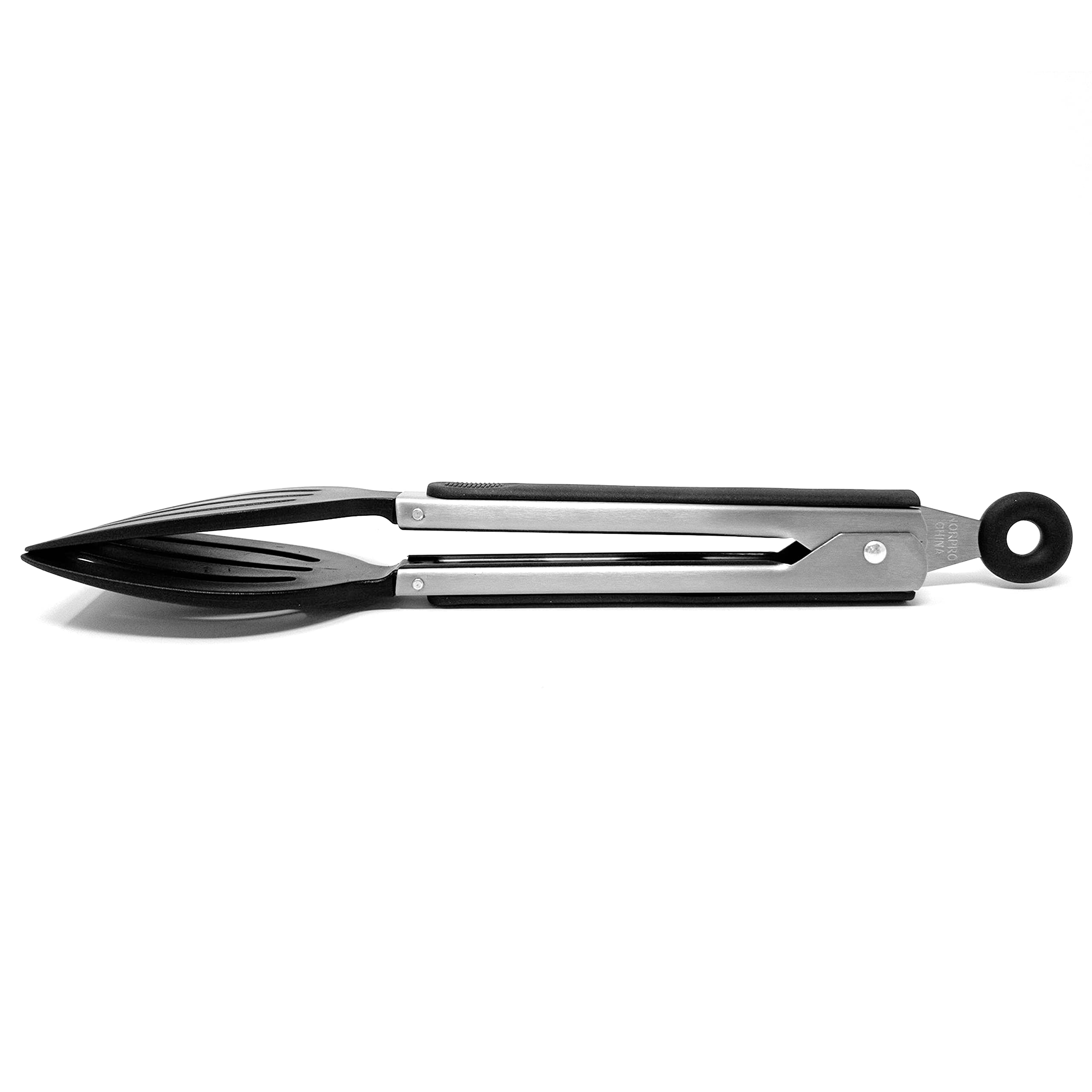 Norpro Grip-EZ spatula tong with silicone head safe on nonstick cookware.