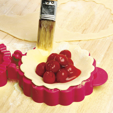 Norpro lattice mini pie mold illustrating easy seal and crimp technique