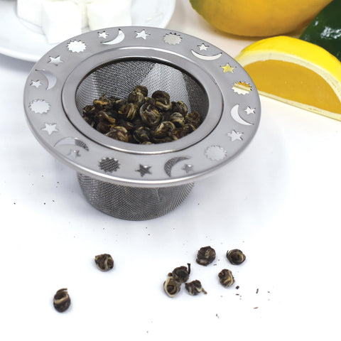 Small holes keep tea leaves inside for clean infusions with Norpro infuser.