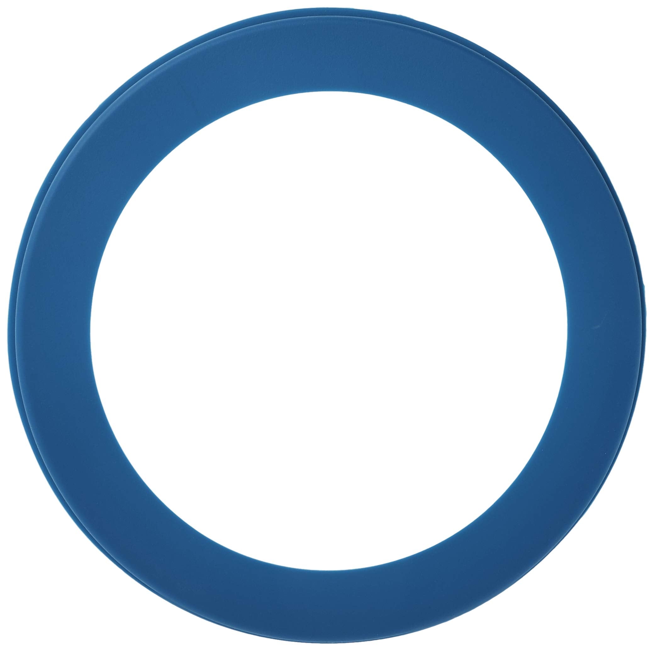 Norpro Pie Crust Shield blue attached to pie dish protecting crust from burns