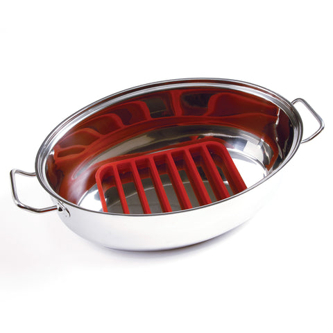 Norpro rectangle silicone roasting rack red, nonstick surface enables smooth food release