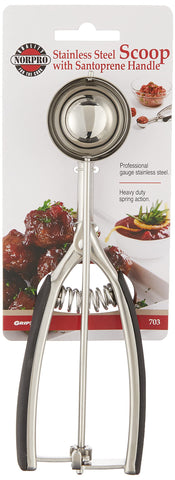 Norpro scoop with Santoprene handle balls fruit and melons with ease.