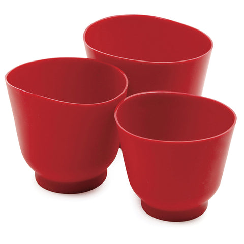 Norpro 1019R red silicone bowl set, front view, ideal for quick mixing