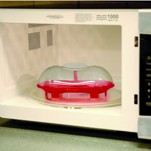 Norpro silicone poacher in use for microwave poaching.