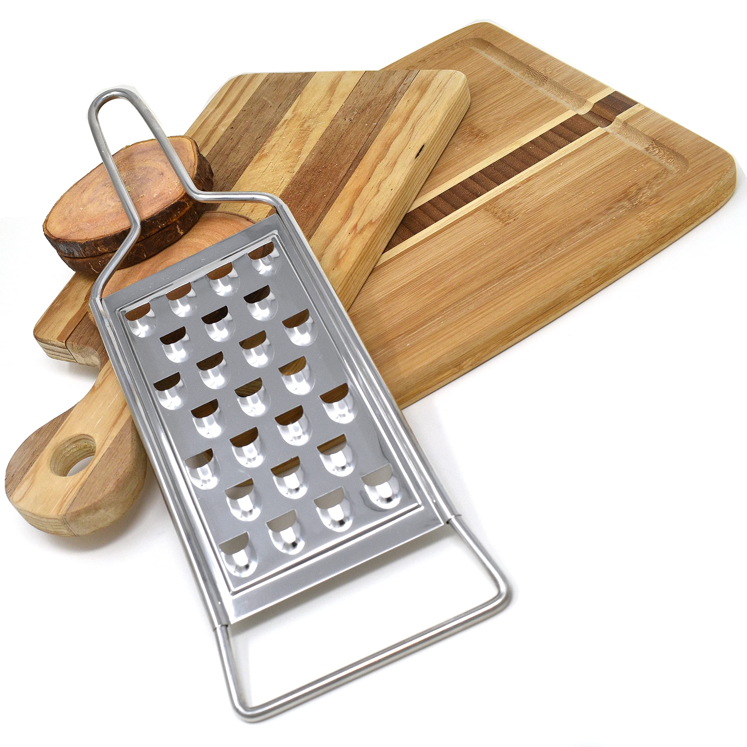 Norpro stainless-steel potato grater double-handle grip supports versatile grating.
