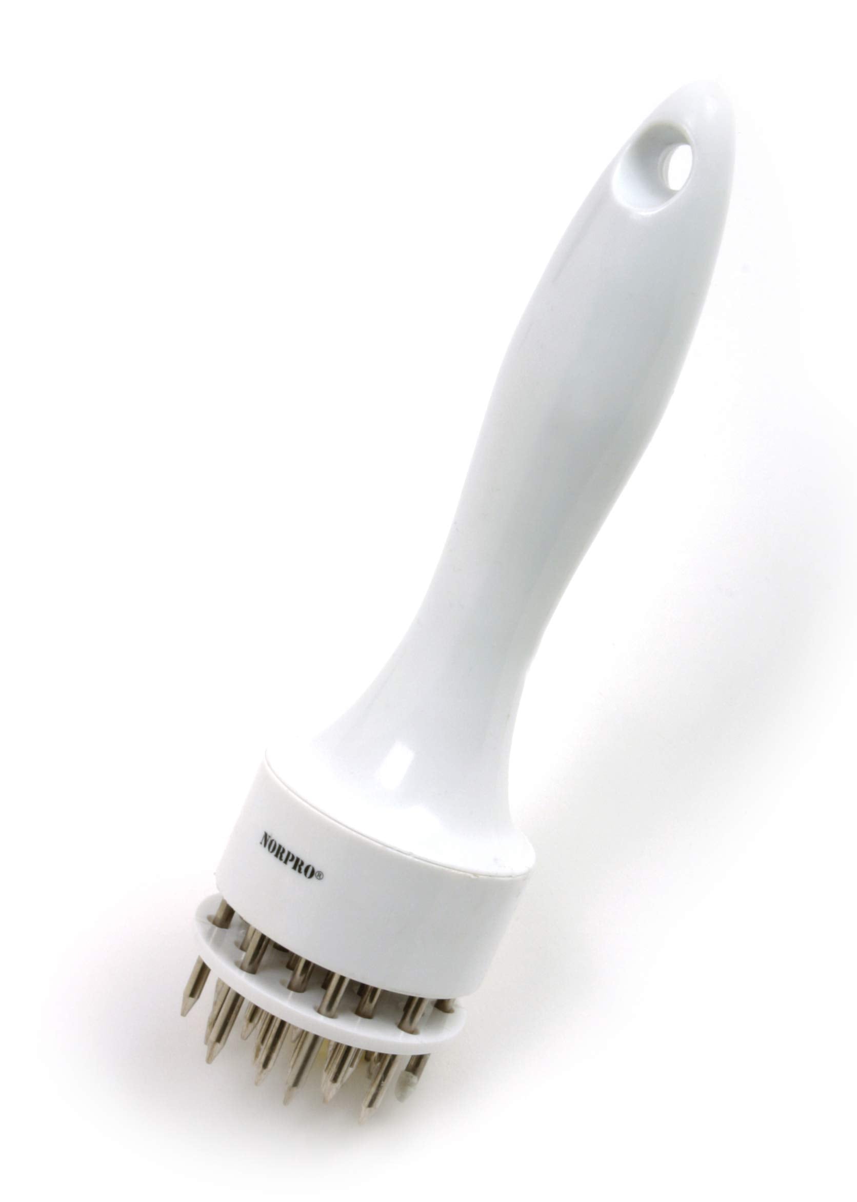 Norpro TenderizerPro-BX in-use steak demonstrates even puncture pattern.