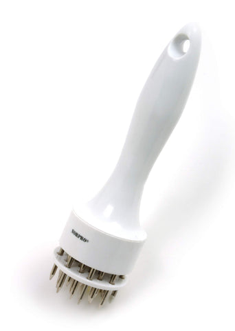 Norpro TenderizerPro-BX in-use steak demonstrates even puncture pattern.