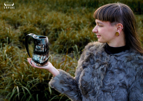 Norse Empire mug ideal for beer, mead, or hot beverages at gatherings.