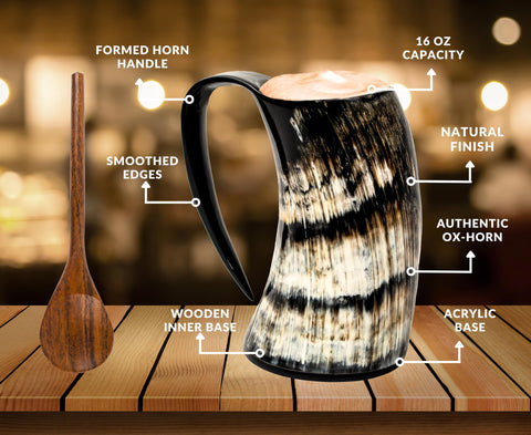 Norse Empire food-grade ox horn mug for safe drinking experience.