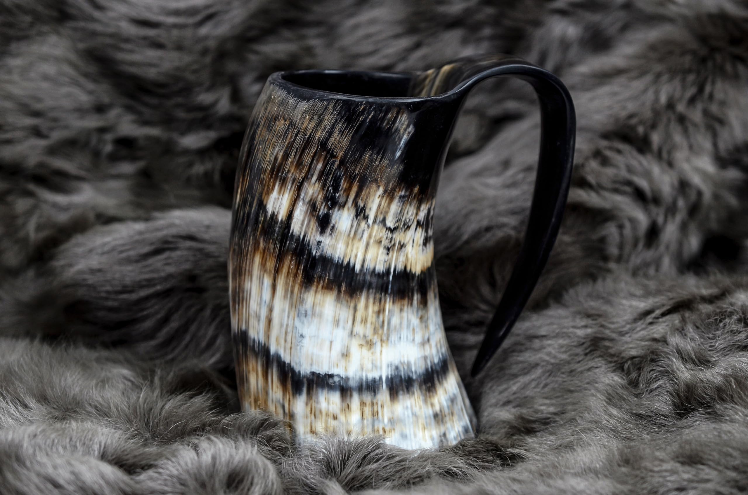 Norse Empire mug featuring unique horn patterns for display.