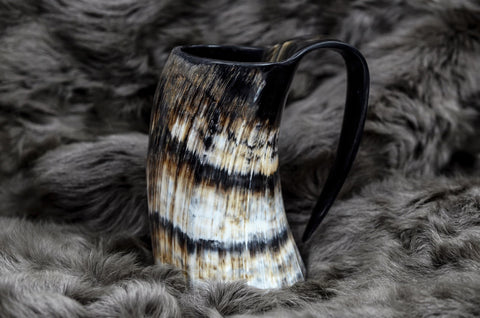 Norse Empire mug featuring unique horn patterns for display.