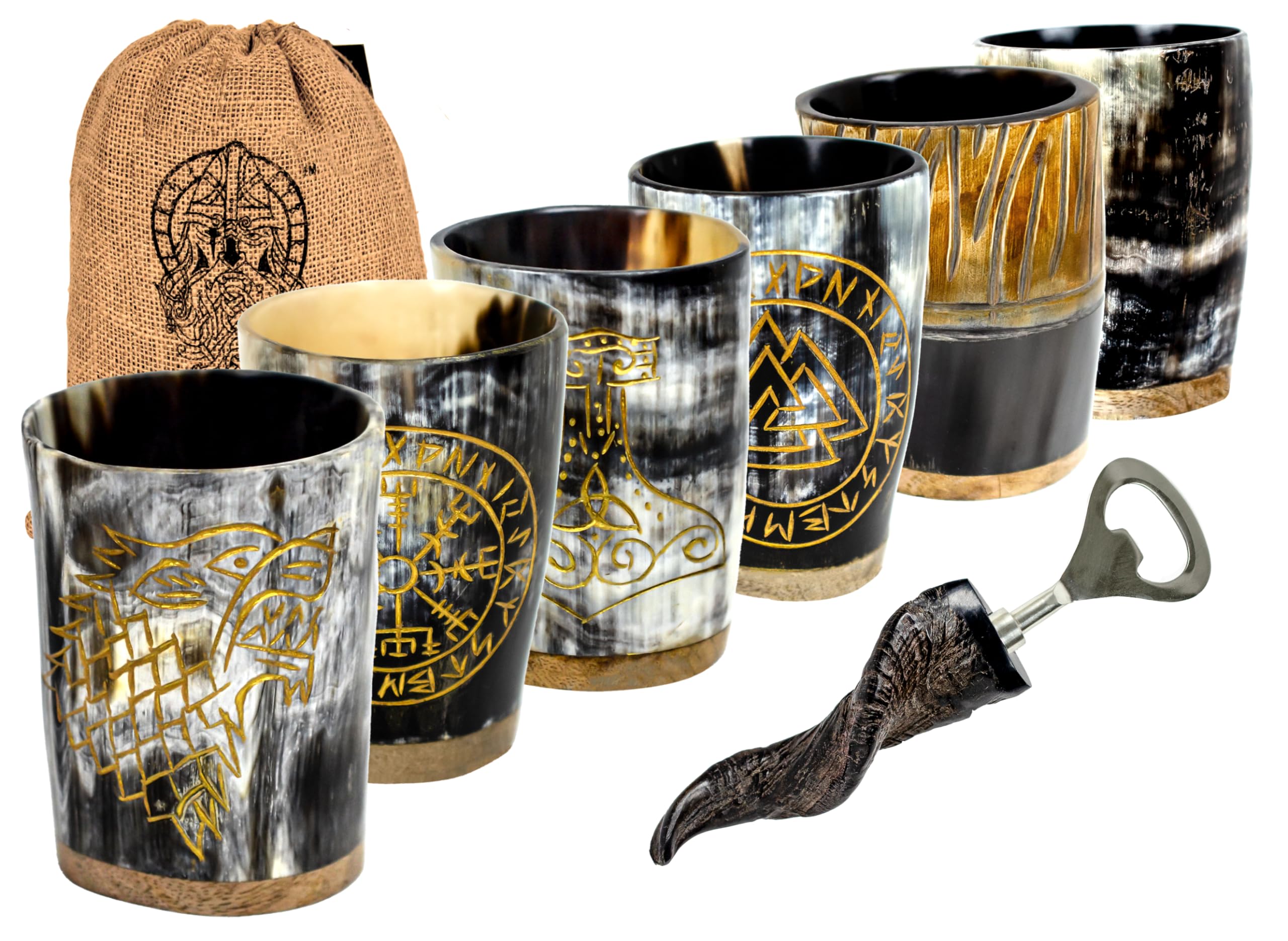 Norse Empire Viking horn mug 6-pack collection for barware and decor
