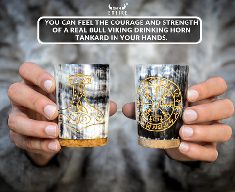 Norse Empire handcrafted horn mug texture showing natural variation