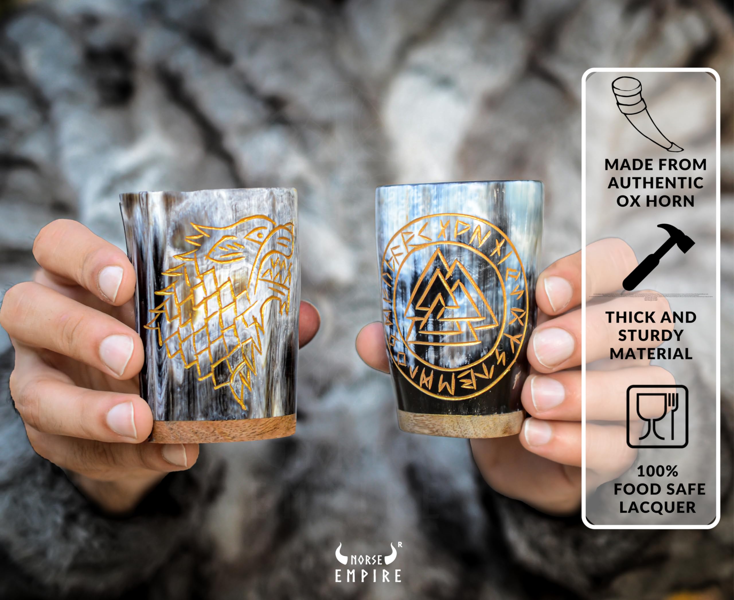 Norse Empire horn mug designed to keep beverages cool longer