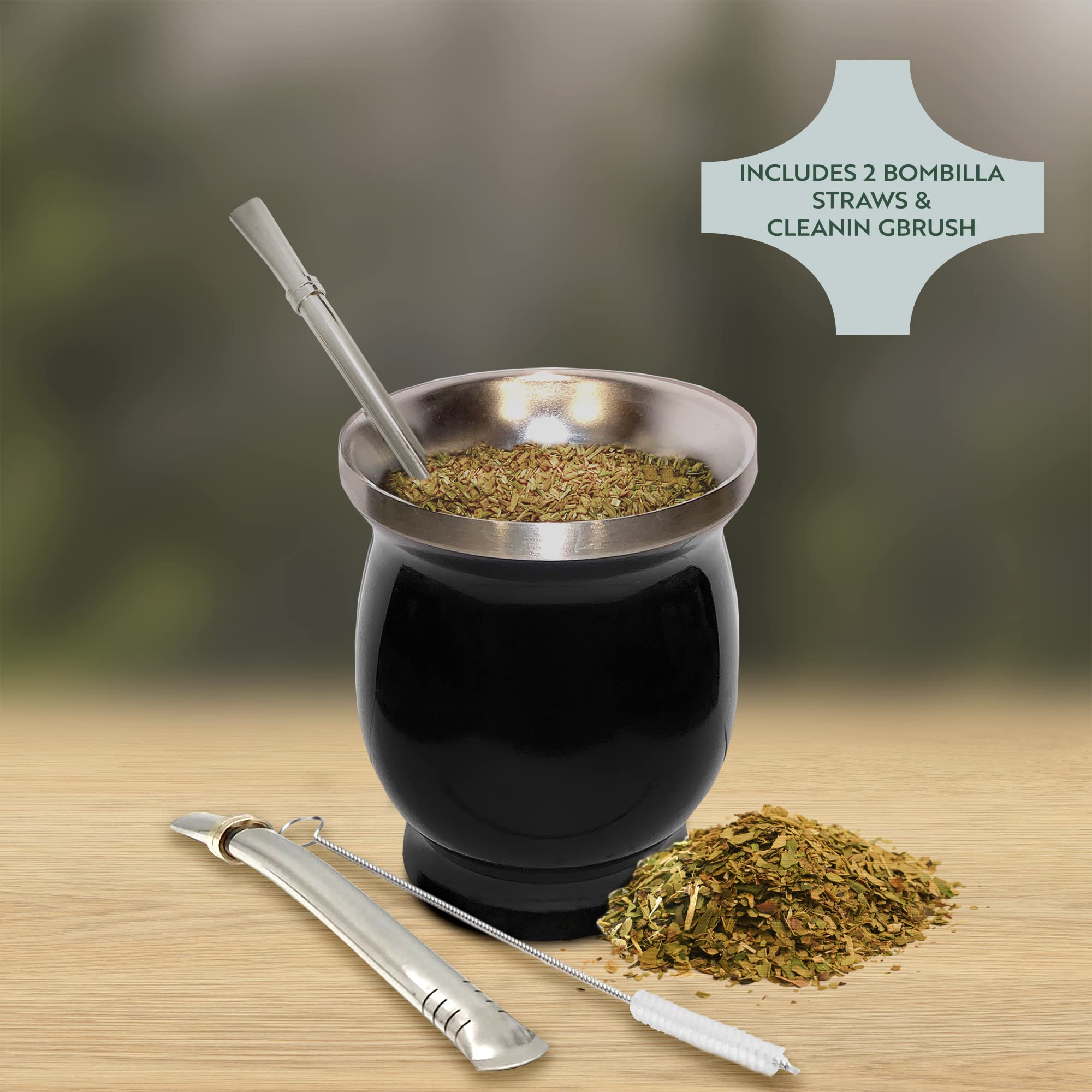 Norte Yerba Mate Cup Kit includes two bombillas for authentic preparation