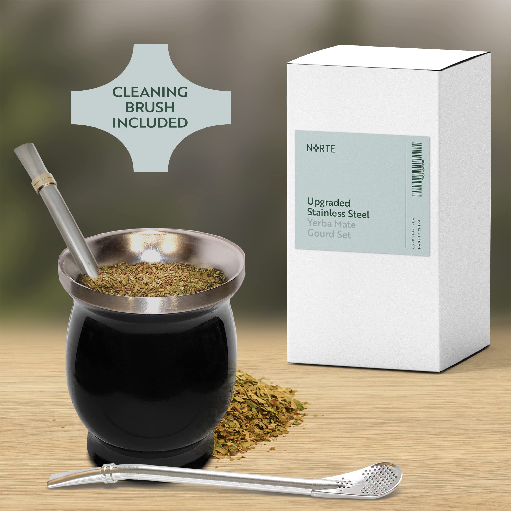 Norte Yerba Mate Cup Kit elegant black finish ideal gift