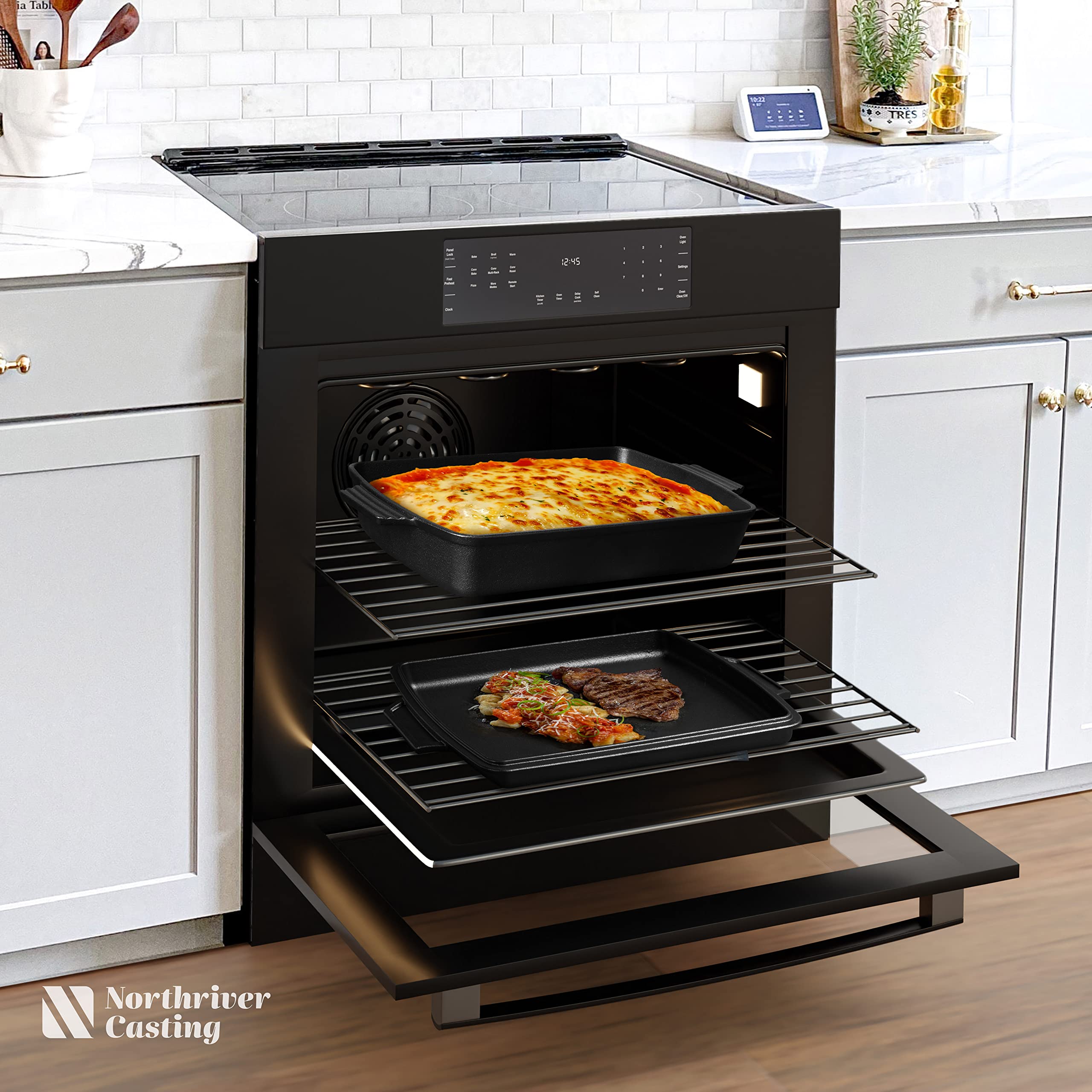 Northriver Casting 2-in-1 Dutch Oven camping setup for outdoor cooking.