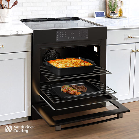 Northriver Casting 2-in-1 Dutch Oven camping setup for outdoor cooking.