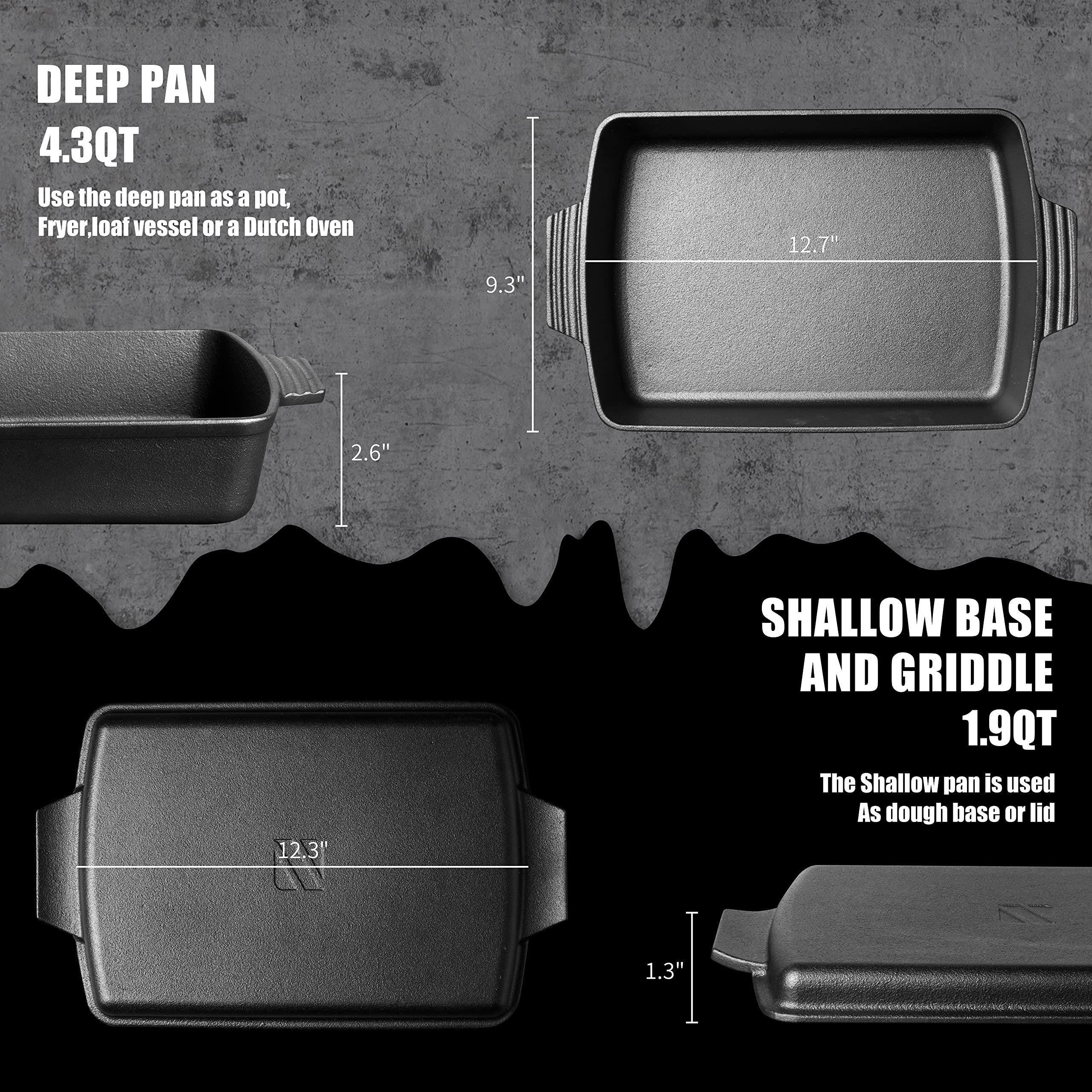 Northriver Casting 2-in-1 Dutch Oven ready-to-use pre-seasoned surface.