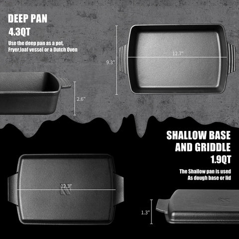 Northriver Casting 2-in-1 Dutch Oven ready-to-use pre-seasoned surface.