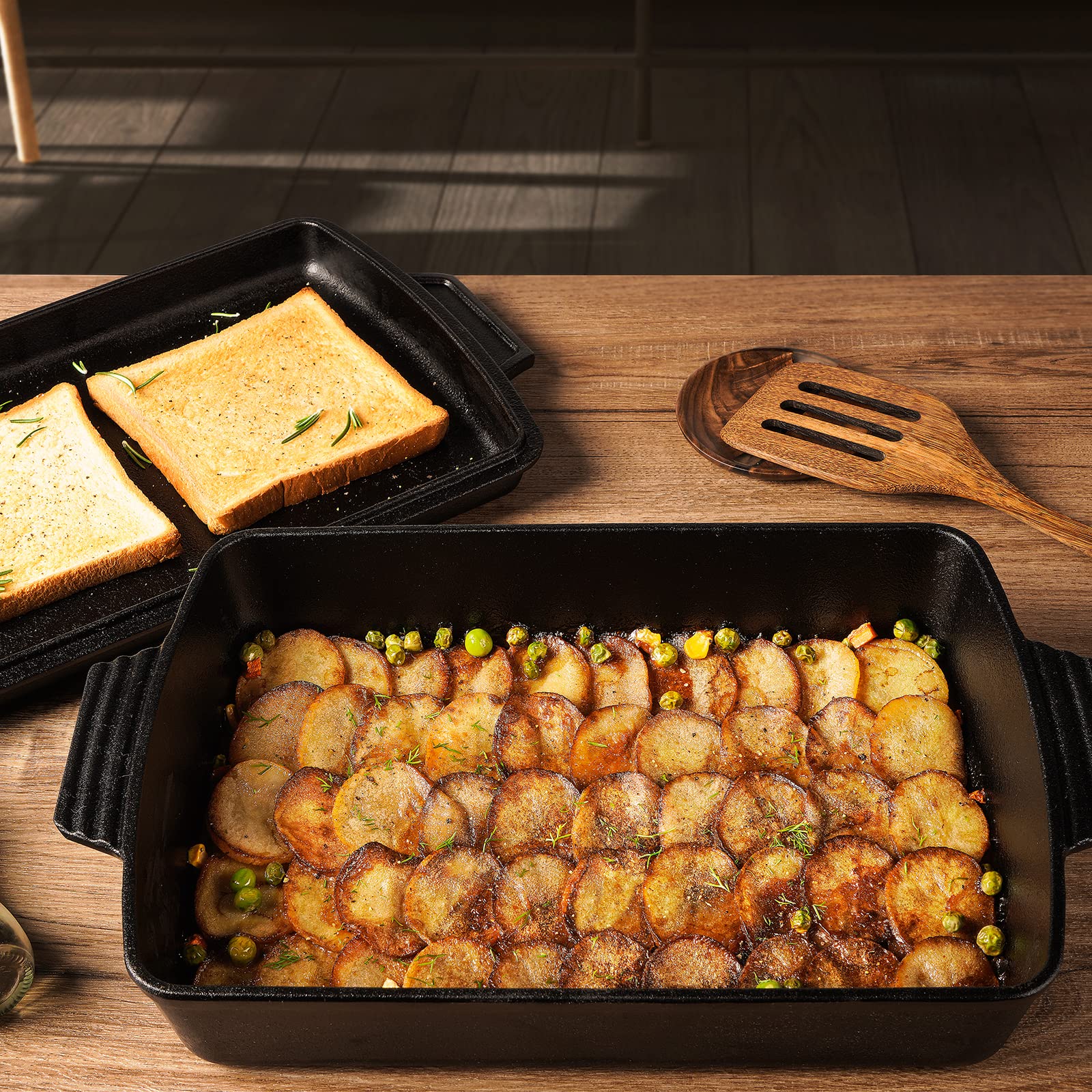Northriver Casting 2-in-1 Dutch Oven on the stovetop for even heating.