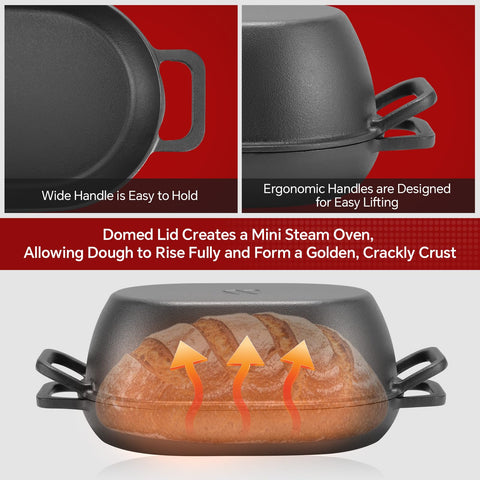 Northriver Casting 5qt oval lid-off view shows deep casserole versatility