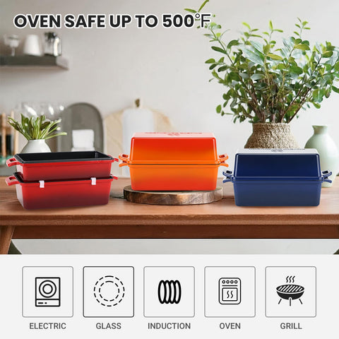 Northriver Casting easy-clean enamel surface reduces sticking for quick cleanup after baking.