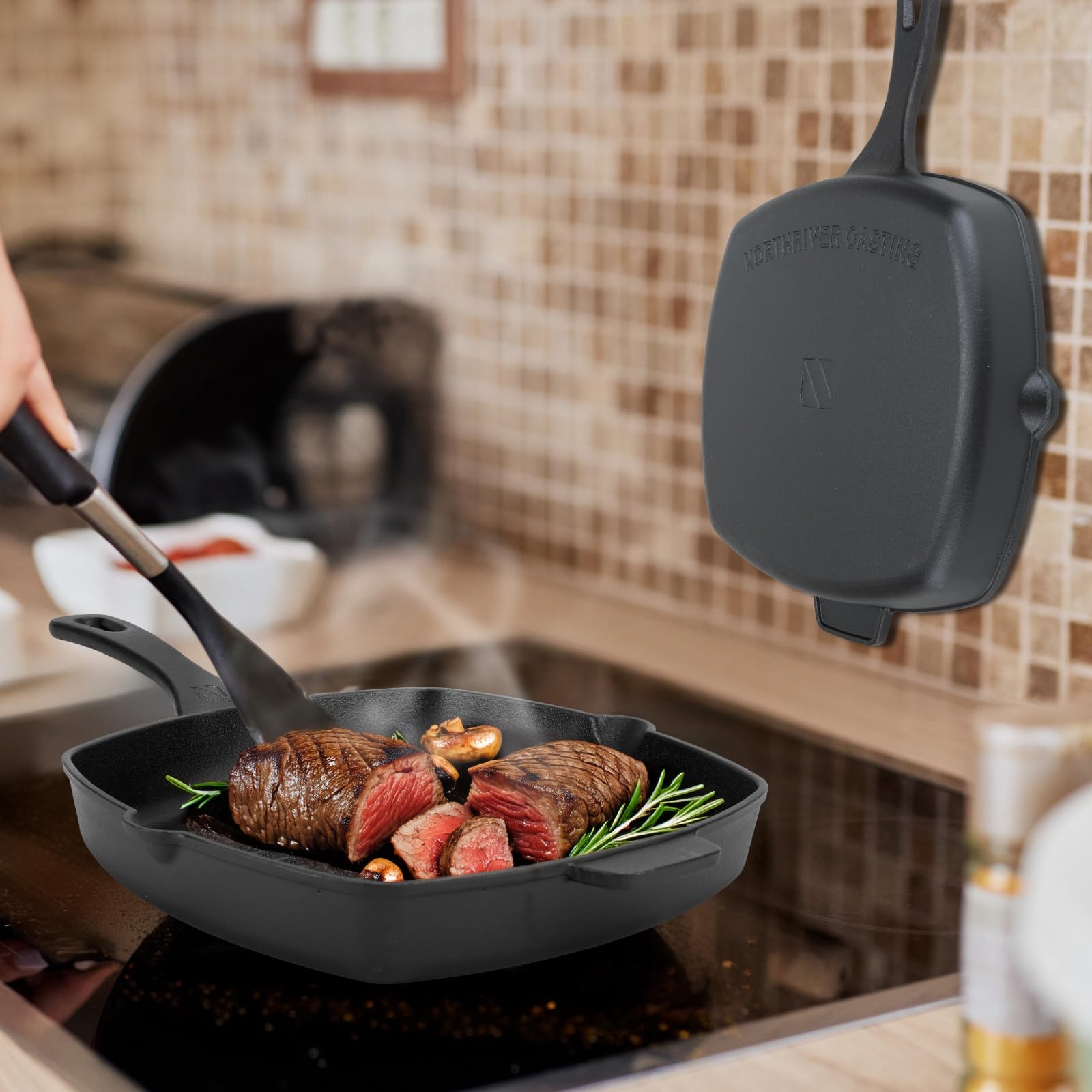Northriver Casting grill pan delivers heat retention for versatile indoor grilling