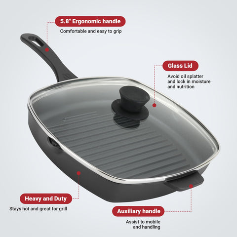 Northriver Casting heavy square grill pan stays stable on the cooktop
