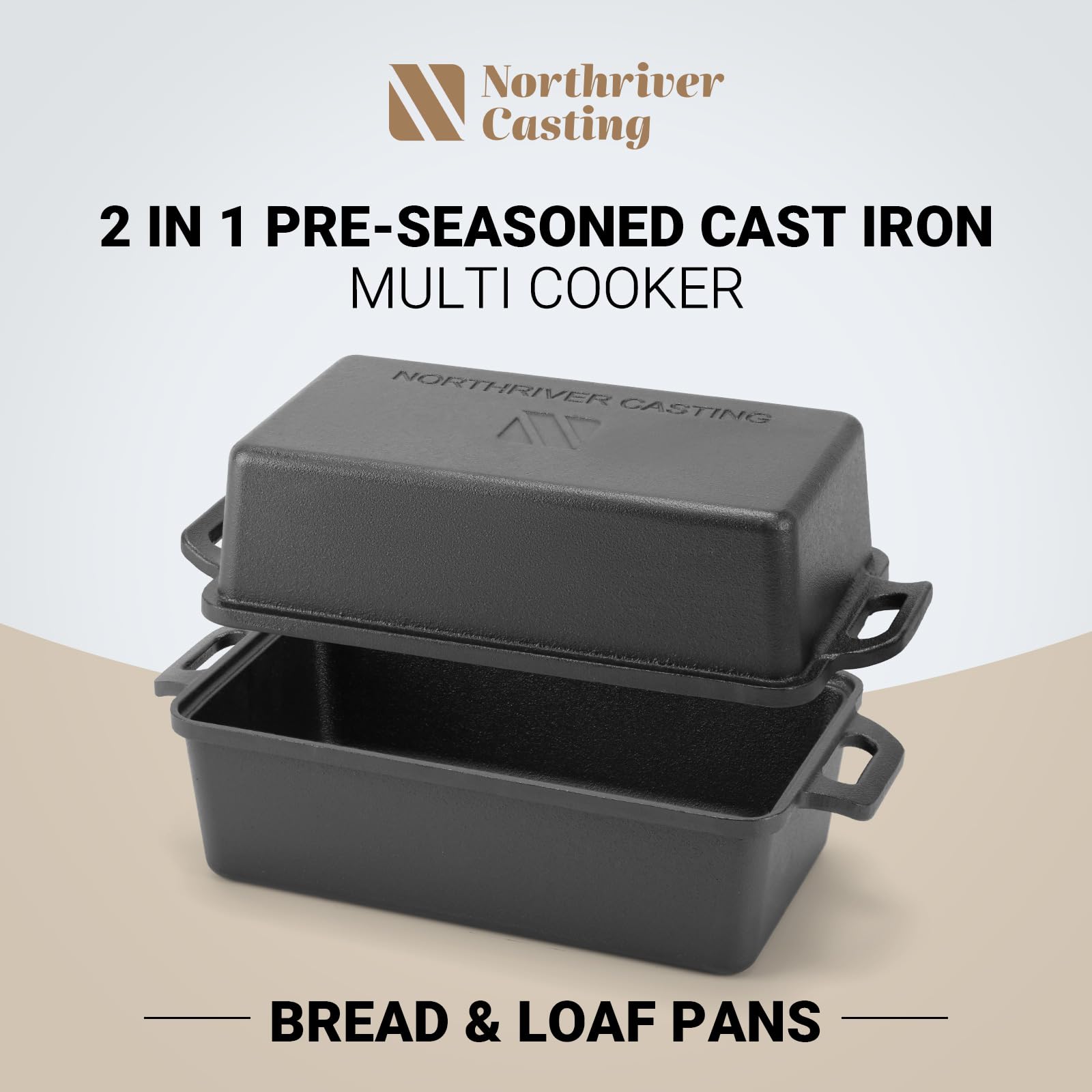 Northriver Casting loaf pan showing sourdough crust ready to bake.