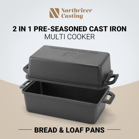 Northriver Casting loaf pan showing sourdough crust ready to bake.