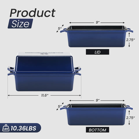 Northriver Casting navy blue bread pan ready for versatile loaf baking and crust development.