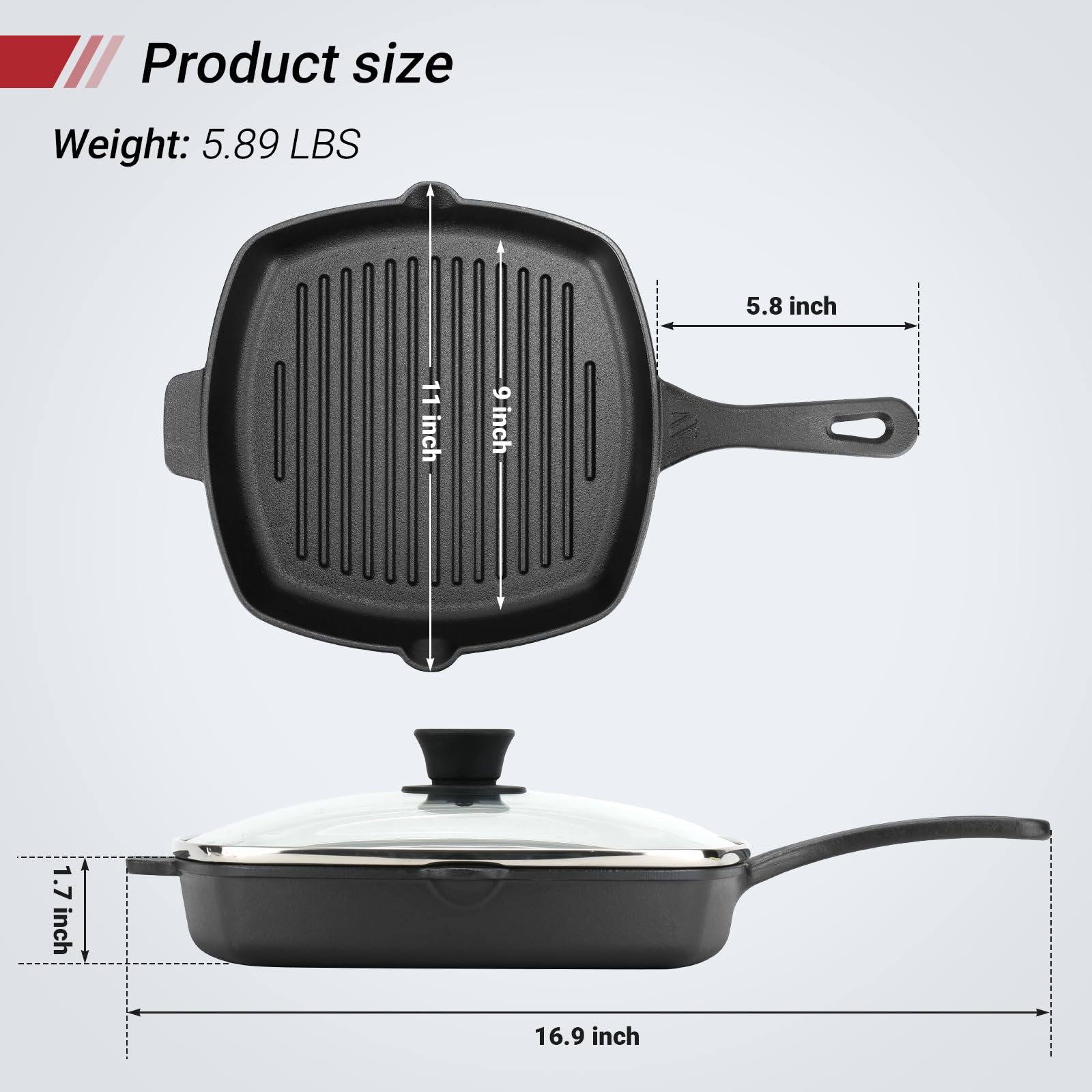 Northriver Casting grill pan with tempered glass lid preserves moisture during indoor grilling