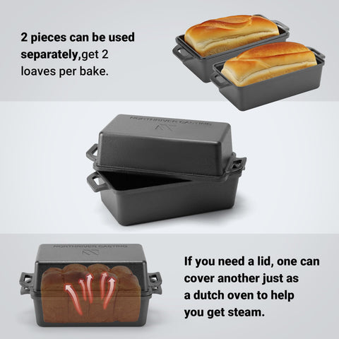 Northriver Casting two piece loaf pan set saving kitchen storage space.