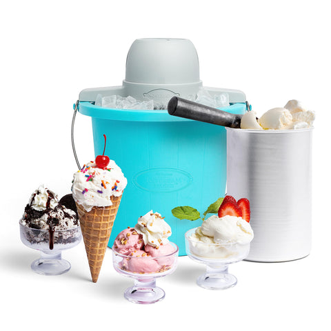 Nostalgia electric ice cream maker front view for quick family desserts.