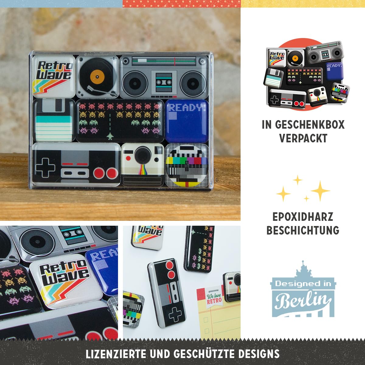 Nostalgic-Art small magnets, 0.9in, ideal for notes on a magnetic board.