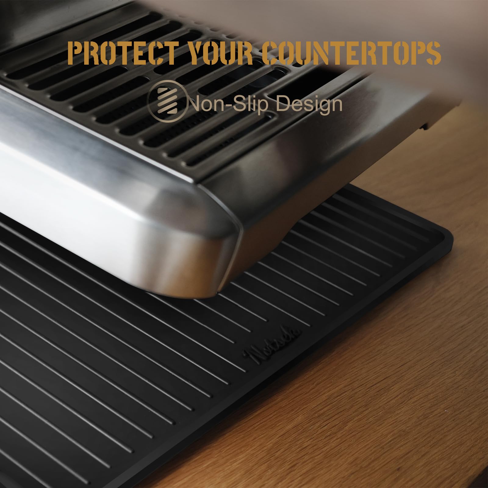 NOTSEK silicone mat reduces noise and vibration during brewing.